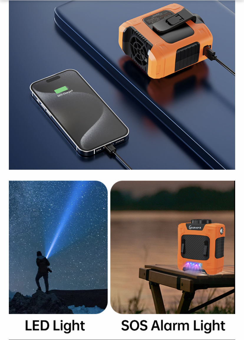 Waist Fan - Portable Neck Fan with 10000mAh Battery, 24-Hour Runtime, LED SOS Light, 3 Speeds, 15500RPM Strong Airflow - Ideal Belt Clip Fan for Jobsite, Farming, Fishing