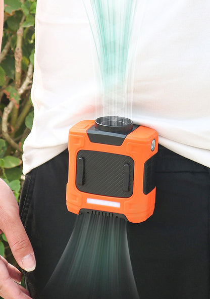 Waist Fan - Portable Neck Fan with 10000mAh Battery, 24-Hour Runtime, LED SOS Light, 3 Speeds, 15500RPM Strong Airflow - Ideal Belt Clip Fan for Jobsite, Farming, Fishing